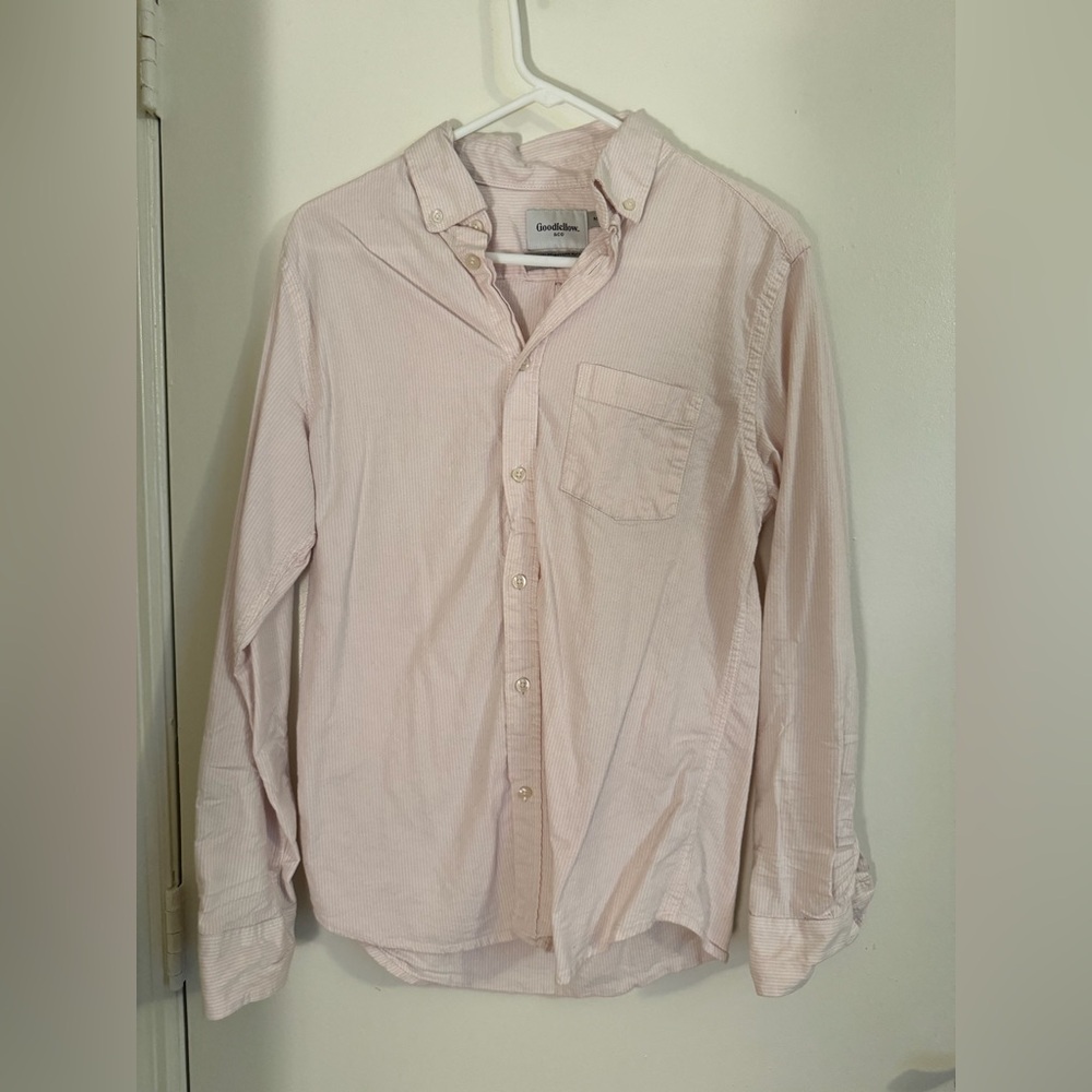 Goodfellow Striped Pink Mens Dress Shirt